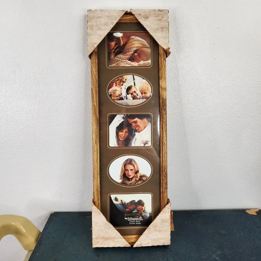 VTG Intercraft Reversible Mat Wood Multi Picture Frame Retro Wall Hanging Decor